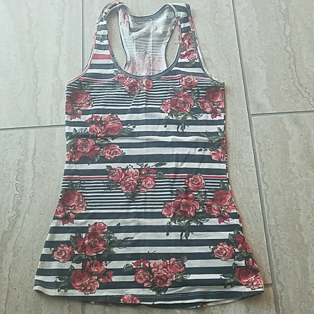 Stripped floral tank top